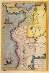 Mapa zlatonosných oblastí v Peru z Atlas Maior, Sive Cosmographia Blaviana, 1662
